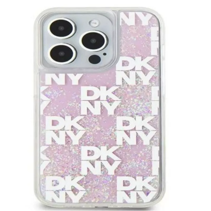 DKNY Apple iPhone 15 Pro 6.1 Hardcase Liquid Glitter Multilogo Pink