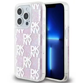 DKNY Apple iPhone 15 Pro 6.1 Hardcase Liquid Glitter Multilogo Pink
