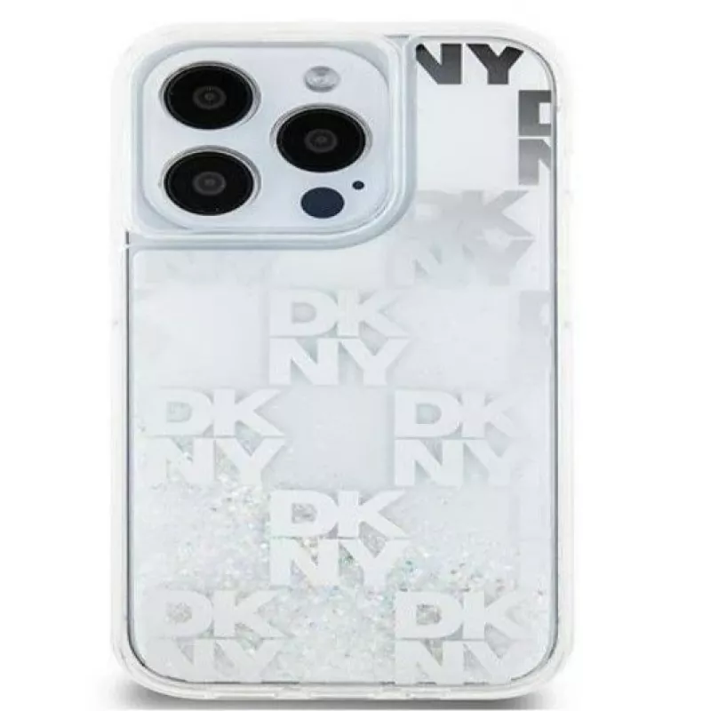 DKNY Apple iPhone 15 Pro Max 6.7 inch Hardcase Liquid Glitter Multilogo White