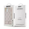 DKNY Leather Checkered Mono Pattern & Printed Stripes Case for iPhone 14 Pro Max - Pink