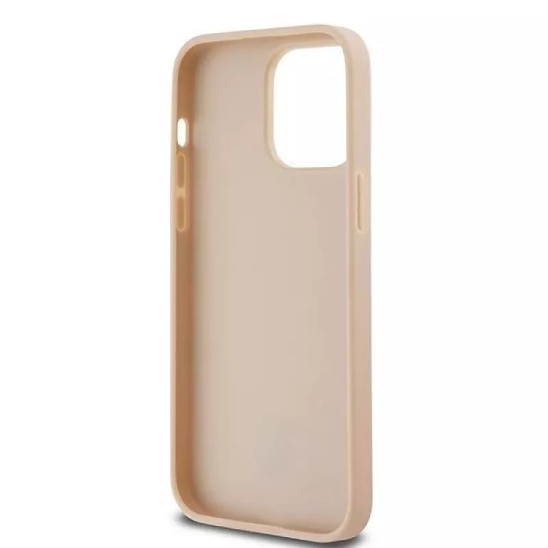 DKNY Leather Checkered Mono Pattern & Printed Stripes Case for iPhone 14 Pro Max - Pink
