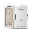 DKNY Leather Checkered Mono Pattern & Printed Stripes Case for iPhone 15 Pro - Pink