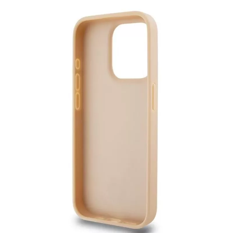 DKNY Leather Checkered Mono Pattern & Printed Stripes Case for iPhone 15 Pro - Pink