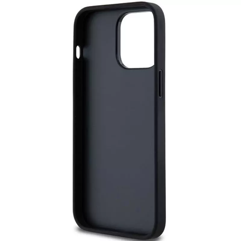 DKNY Leather Mono Stripe & Metal Logo Case for Apple iPhone 14 Pro - Black