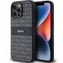 DKNY Leather Mono Stripe & Metal Logo Case for Apple iPhone 14 Pro - Black