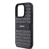 DKNY Leather Mono Stripe & Metal Logo Case for iPhone 15 Pro - Black