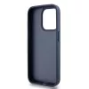 DKNY Leather Mono Stripe & Metal Logo Case for iPhone 15 Pro - Blue