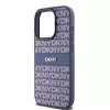 DKNY Leather Mono Stripe & Metal Logo Case for iPhone 15 Pro - Blue