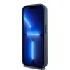 DKNY Leather Mono Stripe & Metal Logo Case for iPhone 15 Pro - Blue