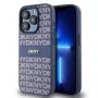 DKNY Leather Mono Stripe & Metal Logo Case for iPhone 15 Pro - Blue