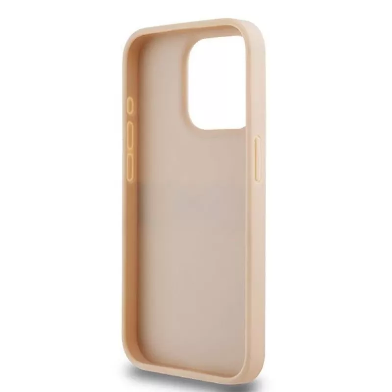 DKNY Leather Mono Stripe & Metal Logo Case for iPhone 15 Pro - Pink