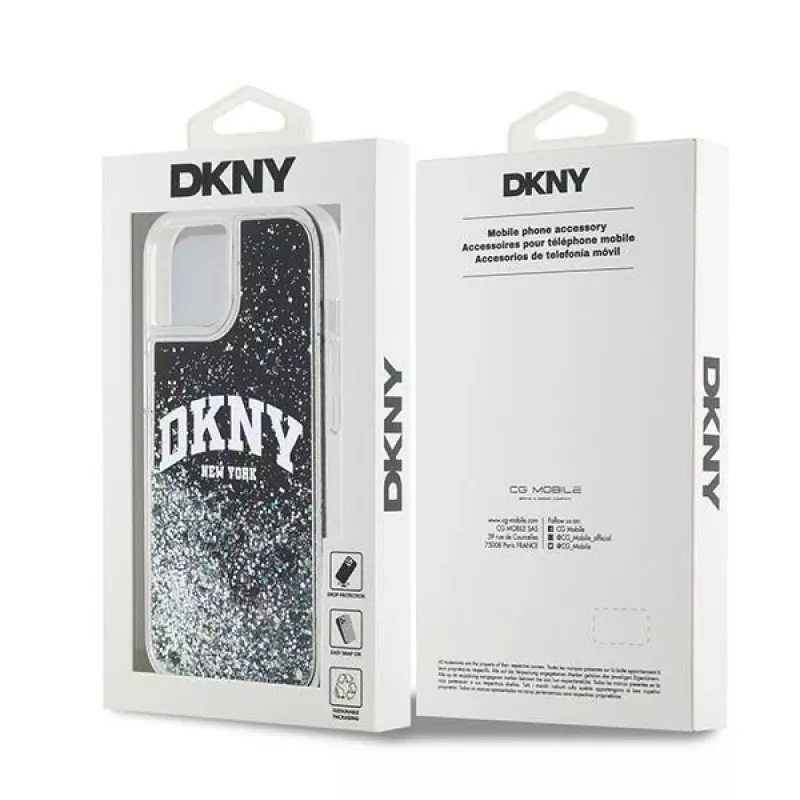 DKNY Liquid Glitter Big Logo iPhone 14/15/13 Case - Black