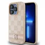 DKNY PU Leather Checkered Pattern and Stripe Case for iPhone 13 Pro Pink