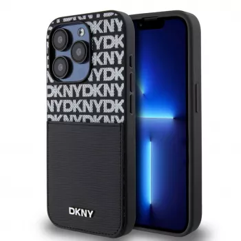 DKNY PU Leather Repeat Pattern Card Pocket Case for iPhone 14 Pro Black