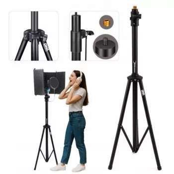 DNA SCS1 Tripod Microphone Stand with Boom Arm, Telescopic Height 95-160 cm, Boom Length 75 cm, Steel, Black