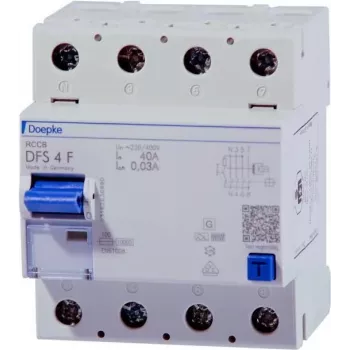 Doepke DFS4 063-4/0.03-F Residual Current Circuit Breaker (RCCB), 63 A, 4-Pole, 30 mA, Type F 09144820