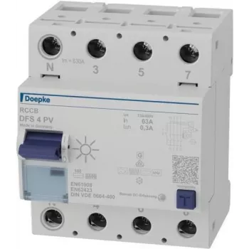 Doepke DFS4 063-4/0.30-PVFI Residual Current Circuit Breaker 4-Pole 63 A 300 mA Type F 09146804