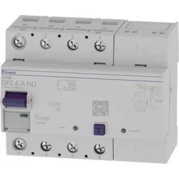 Doepke DFS6 040-4/0.03-A NU Residual Current Circuit Breaker (RCCB) 4-Pole 40A 30mA Type A 09134801