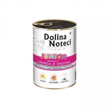 DOLINA NOTECI Premium Junior Rich in Turkey Hearts - Wet Food for Puppies of Medium and Large Breeds - 400g