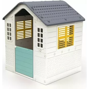 Dolu Playhouse White/Blue/Yellow – Sturdy Indoor & Outdoor Kids Playhouse with Hinged Door, 2 Windows, UV-Protected Plastic, Easy Snap-Together Assembly, Ages 2+ 8690089033116