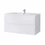 DOMOLETTI SA 90DL-2 Wall-Mounted Bathroom Cabinet with Integrated Ceramic Basin, Gloss White, 900mm, 2 Soft-Close Drawers
