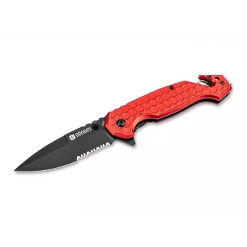 Dönges Basic Fire Fixed Blade Knife with Fire Starter, 420 Stainless Steel, Black PP Handle & Sheath, 220 mm Overall