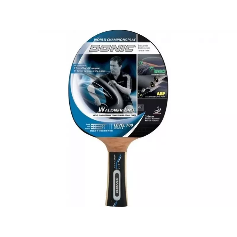Donic Schildkröt WALDNER 700 Table Tennis Racket - Allround/Attacking, 5-Ply Poplar, Vari Slick Rubbers, Concave ERGO Grip