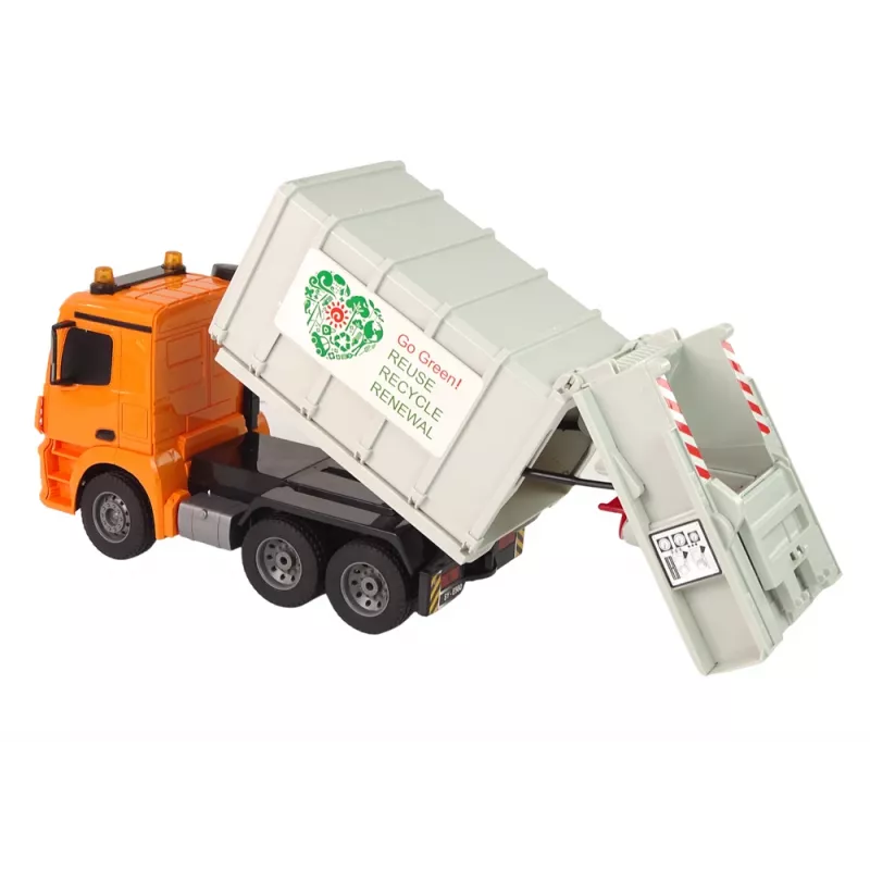 Double E Remote Controlled Garbage Truck Mercedes-Benz Antos Orange Bin 12898