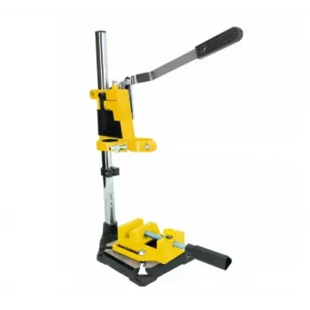 DREL Drill Stand with Vise for Handheld Electric Drills, Cast Iron Base, 60 mm Stroke, 43 mm Collar Clamp, Blue/Black