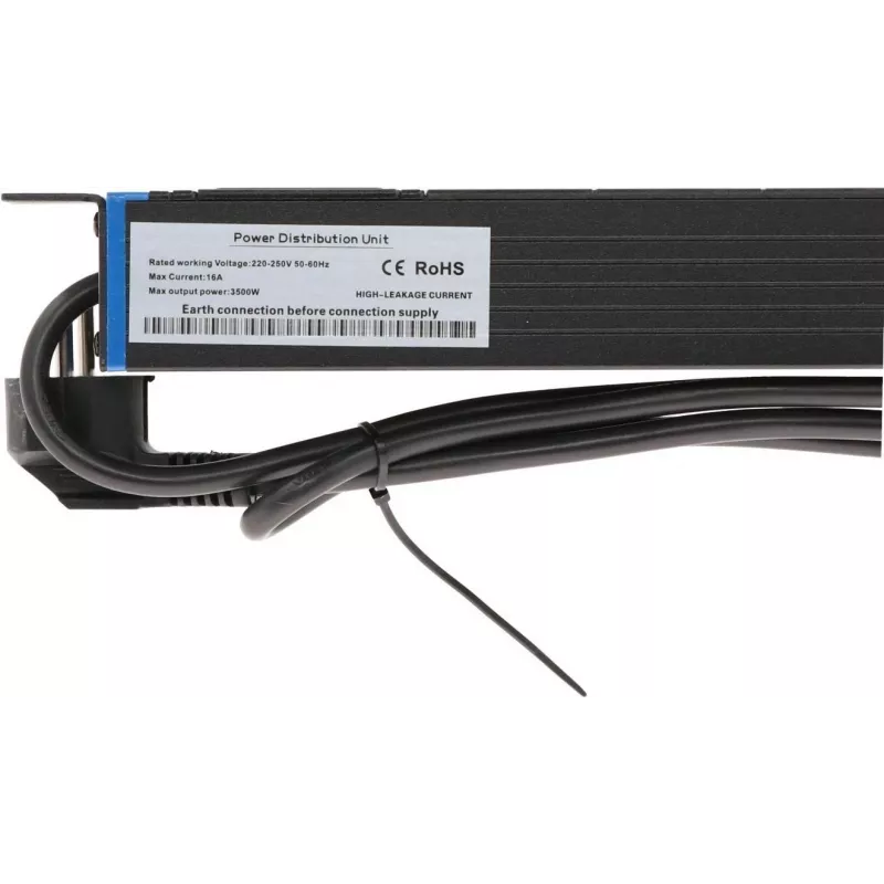 DSIT DS-8PDU-C13 Power Distribution Unit – 1U Rackmount PDU, 8x IEC C13 Outlets, 10A 250V, 2m Cable, Black
