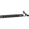 DSIT DS-8PDU-S 19-inch Rack PDU with Switch, 8x Schuko Outlets, 2m Cable, 16A/3680W – Black/Silver