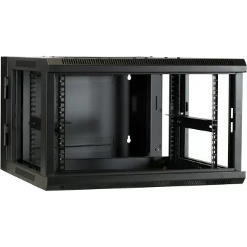 DSIT DS6606-DOUBLE 6U Wall-Mount Server Cabinet with Reversible Glass Door, 600x600x368 mm, Black