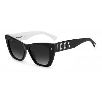 DSQUARED2 ICON0006S80S Women's Sunglasses - Black Acetate Frame, Grey Lens, 53mm