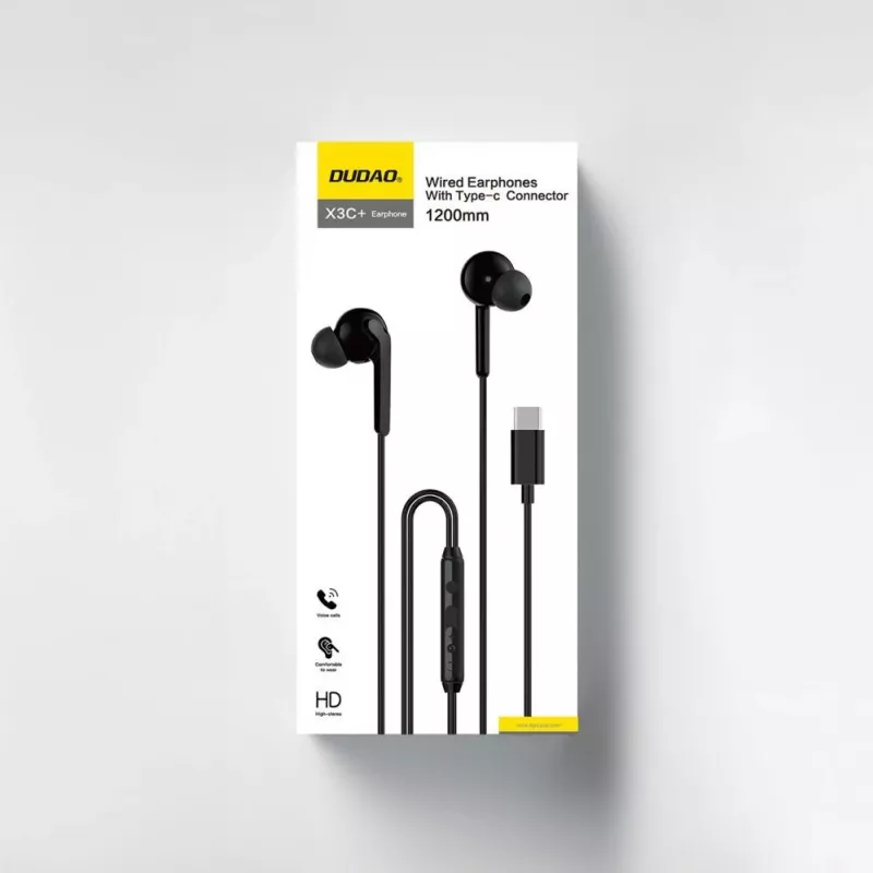 DUDAO Hi-Fi X3C+ Wired In-Ear Earphones with Microphone, 1.2m, Black