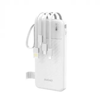Dudao K11 10000mAh Powerbank with Built-in Cables White