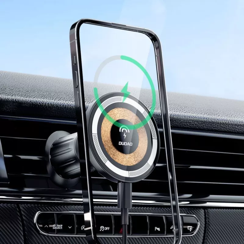 Dudao Magnetic Holder with MagSafe Inductive Charger 15W for Car Ventilation Grille - Black