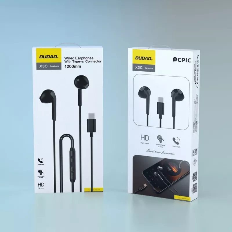 DUDAO X3C In-Ear Wired USB-C Headphones 1.2m - Black