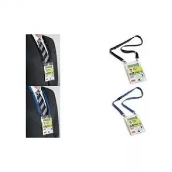 DURABLE 20 DUO A6 Name Badge Holder with Textile Lanyard, Transparent, 10 Pack 852507
