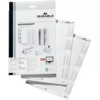 DURABLE BADGEMAKER® Insert Labels 61 x 150 mm, White, 20/Pack 145902