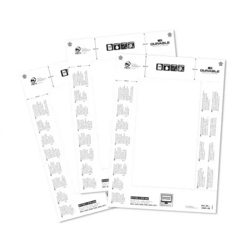 DURABLE BADGEMAKER® Insert Labels 61 x 210 mm, 100 Pieces, White Cardboard, Laser/Inkjet 146002
