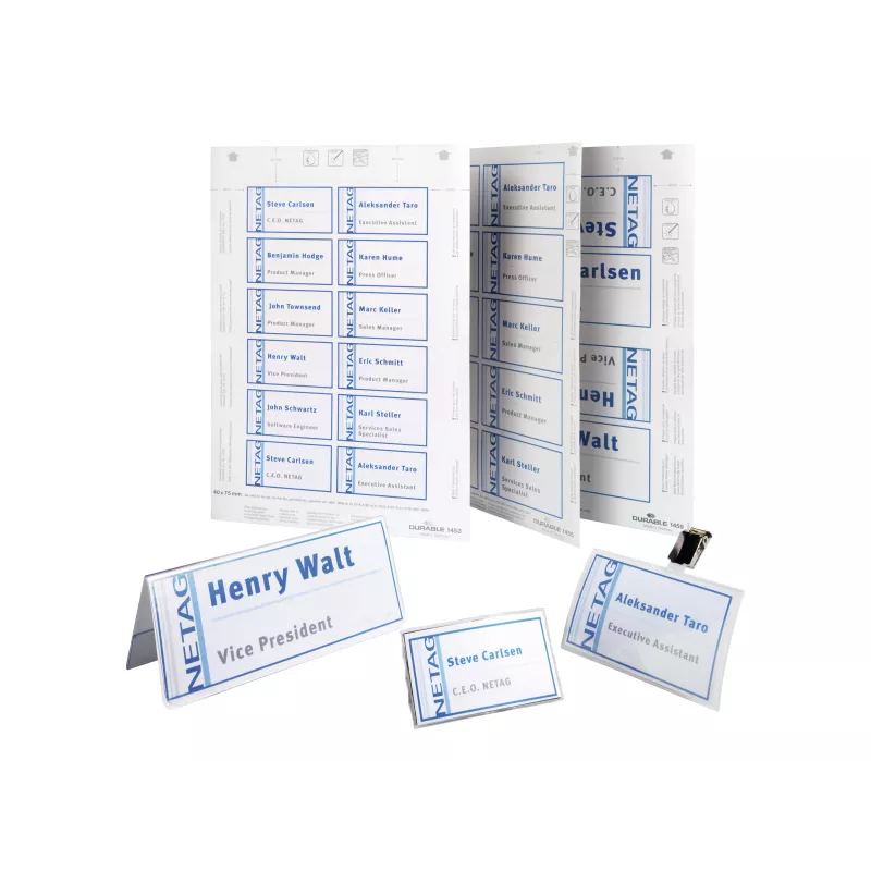 DURABLE BADGEMAKER® Insert Labels 61 x 210 mm, 100 Pieces, White Cardboard, Laser/Inkjet 146002