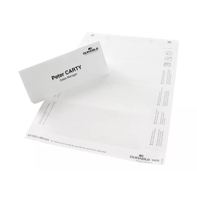 DURABLE BADGEMAKER® Insert Labels 61 x 210 mm, 100 Pieces, White Cardboard, Laser/Inkjet 146002