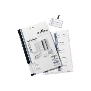 DURABLE BADGEMAKER® Insert Labels 61 x 210 mm, 100 Pieces, White Cardboard, Laser/Inkjet 146002