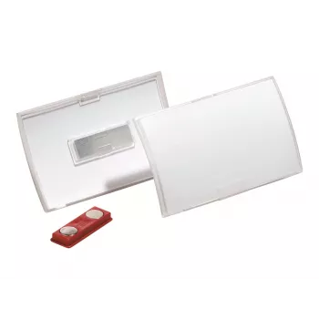 DURABLE CLICK FOLD Magnetic Name Badge Holder 90x54 mm, Transparent, Pack of 10 (821519)