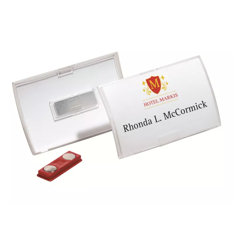 DURABLE CLICK FOLD Magnetic Name Badge Holder 90x54 mm, Transparent, Pack of 10 (821519)