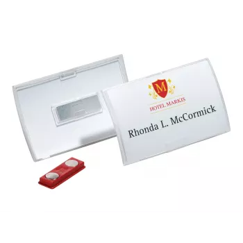 DURABLE CLICK FOLD Magnetic Name Badge Holder 90x54 mm, Transparent, Pack of 10 (821519)