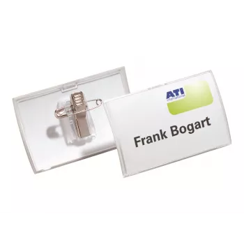 DURABLE CLICK FOLD Name Badge 40x75 mm with Combi Clip, Pack of 25 821119