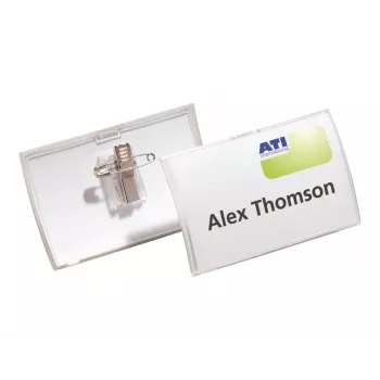 DURABLE CLICK FOLD Name Badge Holder with Combination Clip, 90 x 54 mm, Transparent, Pack of 25 (821419)