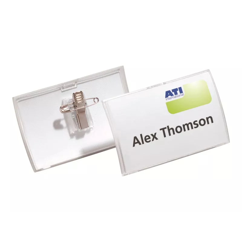 DURABLE CLICK FOLD Name Badge Holder with Combination Clip, 90 x 54 mm, Transparent, Pack of 25 (821419)