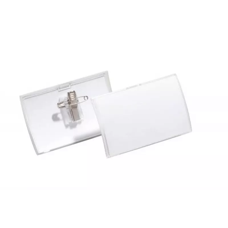 DURABLE CLICK FOLD Name Badge Holder with Combination Clip, 90 x 54 mm, Transparent, Pack of 25 (821419)